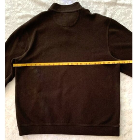 Chaps Brown L Men's Pull Over Quarter 3 Button Mock Neck Cotton - Picture 3 of 6